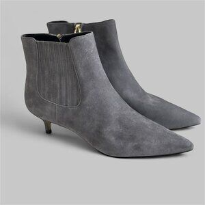NWOB TALBOTS Gray Suede Ankle Boots Woman's sz 11 Kitten Heel Leather